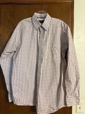 Ariat Men's White and Brown Checked Button-Down Shirt